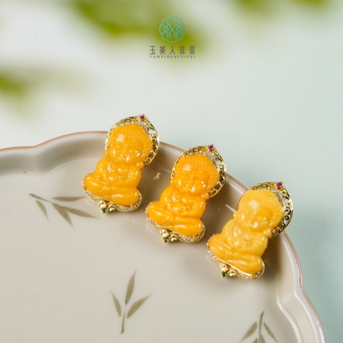 石惑珠宝+蜜蜡宝宝佛约33*18mm吊坠~多样性发一