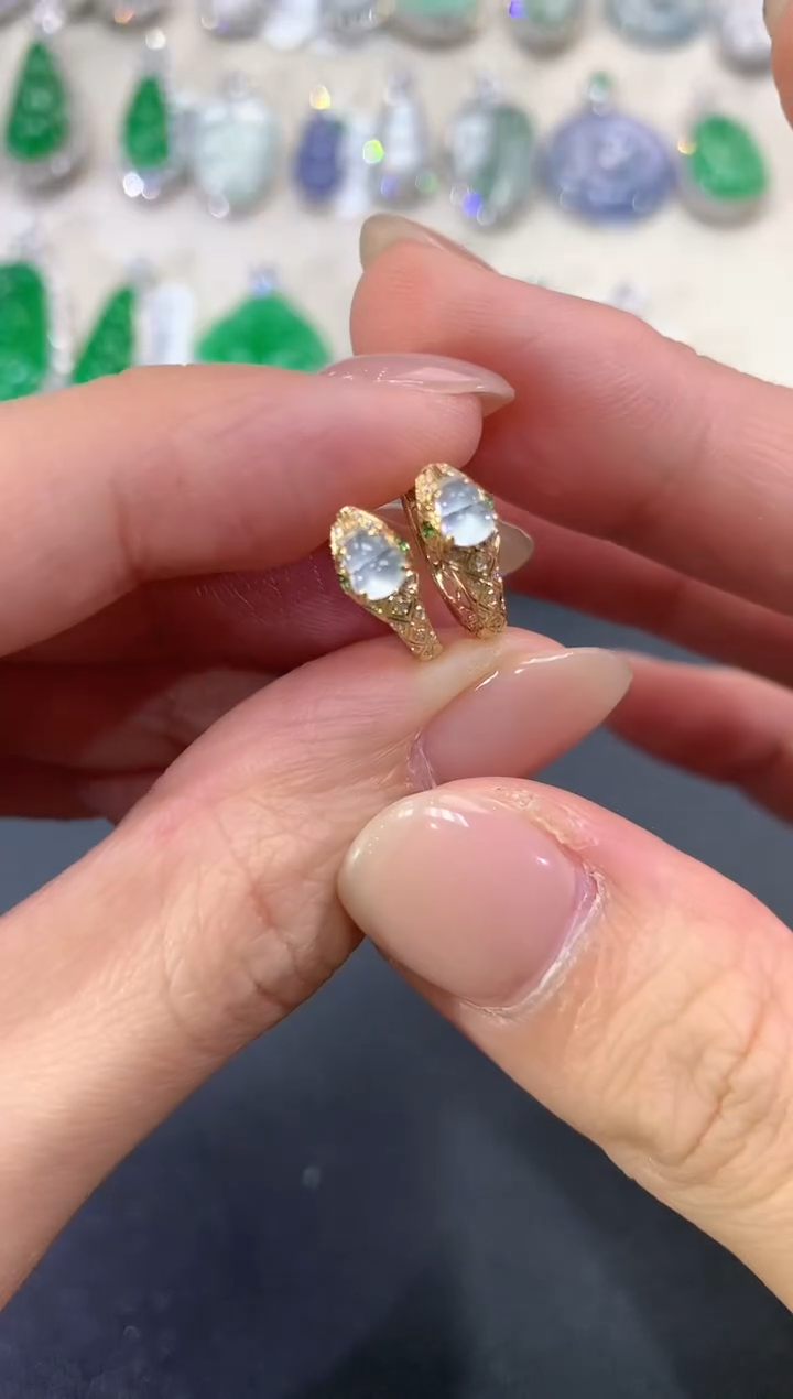 【闪购商品】翡翠耳饰18K金镶嵌a112多样性一件发货