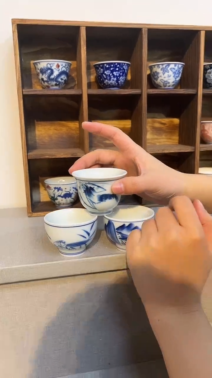 景德镇高温烧三只品茗杯