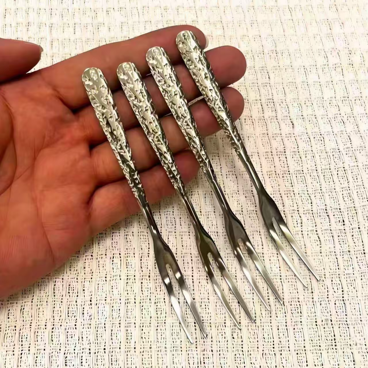  【四支装】高级感食品级不锈钢水果叉家用酒店甜品蛋糕叉