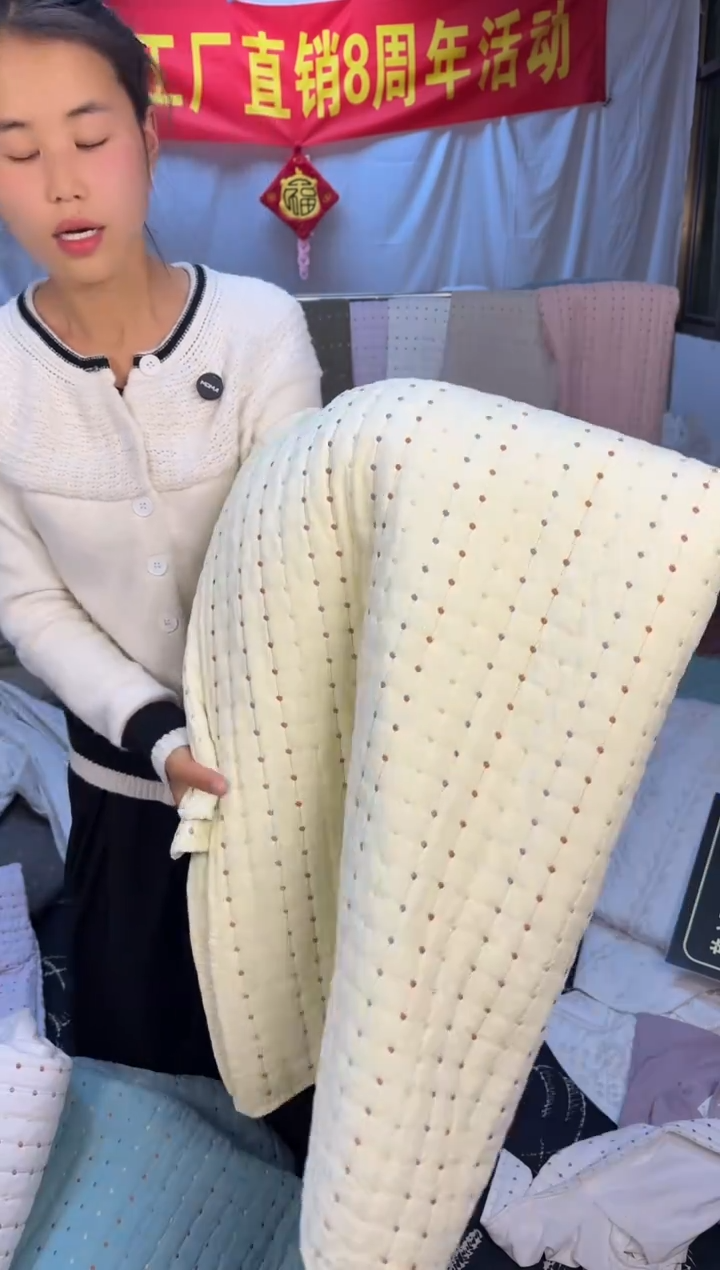 棉纯棉米黄色米粒秀230*250三件套