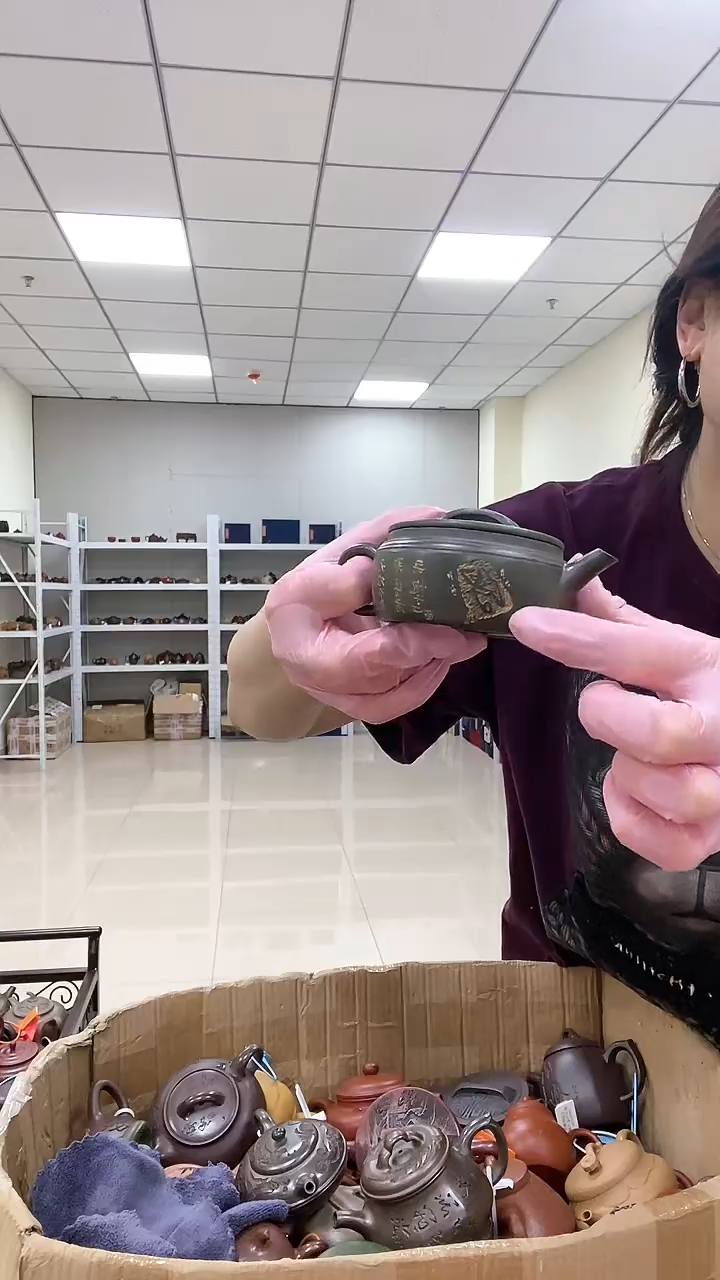 【闪购商品】紫砂茶壶天青柴烧刻绘舍得汉瓦