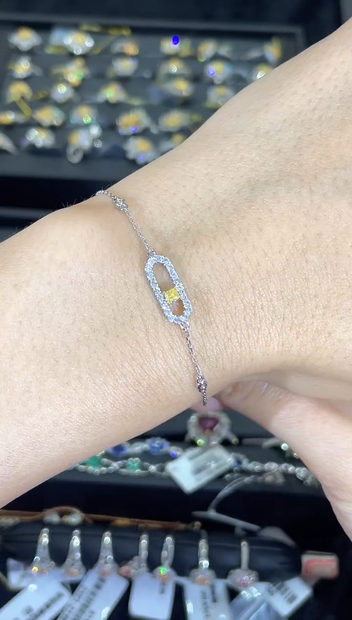 18K金镶嵌手链天然钻石黄      JZ