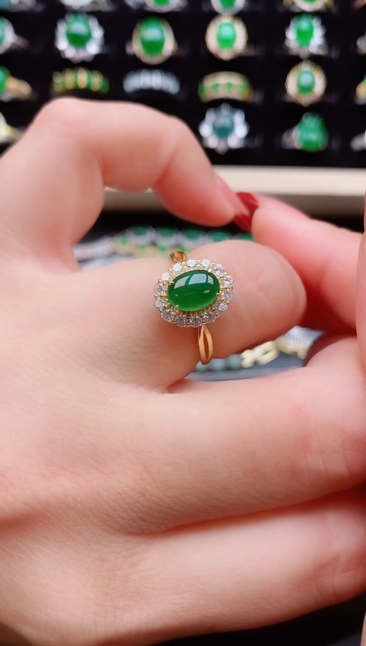 【闪购商品】翡翠戒指银S925镶嵌6096960
