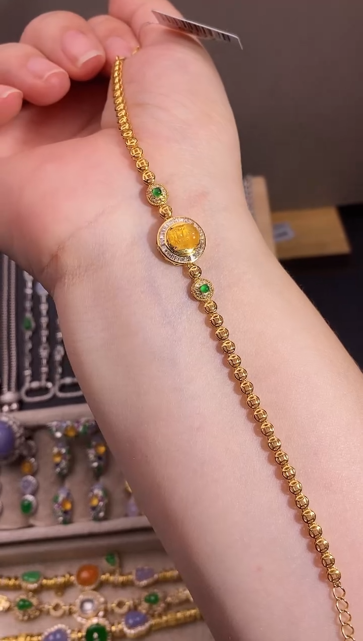 18K金镶嵌手链翡翠手链