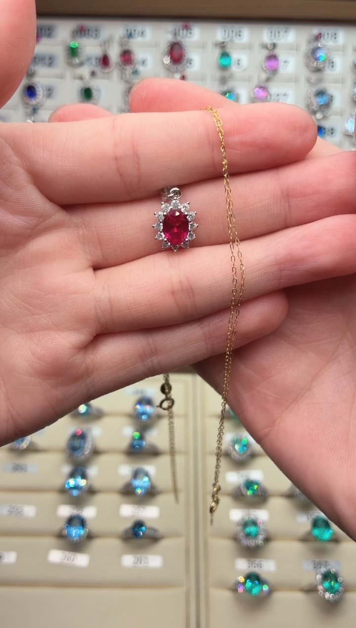 颈饰银S925镶嵌红宝石121212