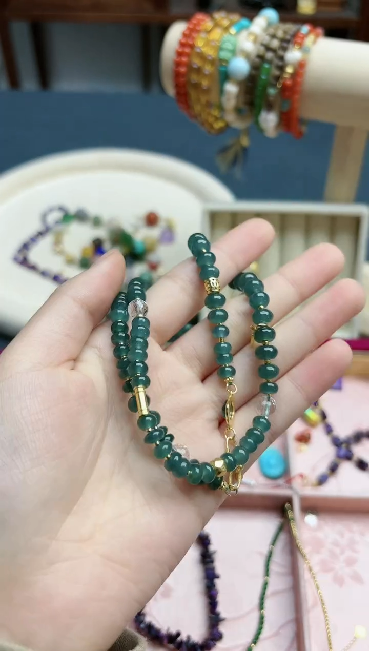 【闪购商品】翡翠颈饰银S925镶嵌翡翠项链*1 QK