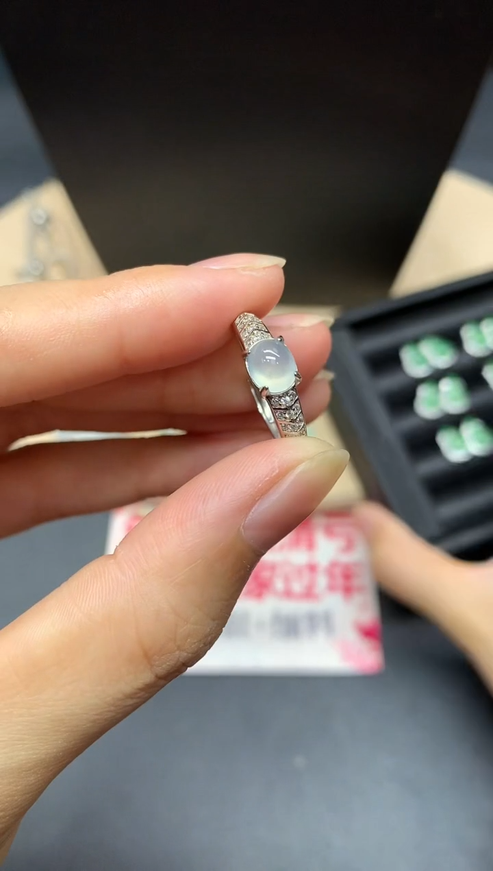 【闪购商品】翡翠戒指银S925镶嵌蛋面【多样性发其一】