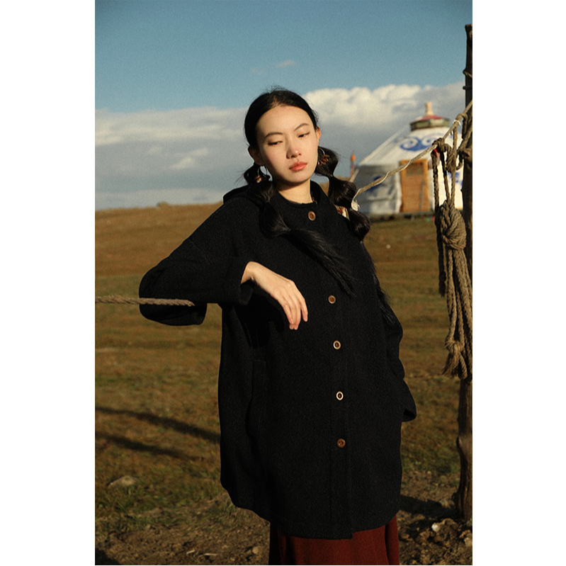 【玲珑纱钻石纹】云栖橪高克重重磅玲珑纱钻石纹加密连帽大衣