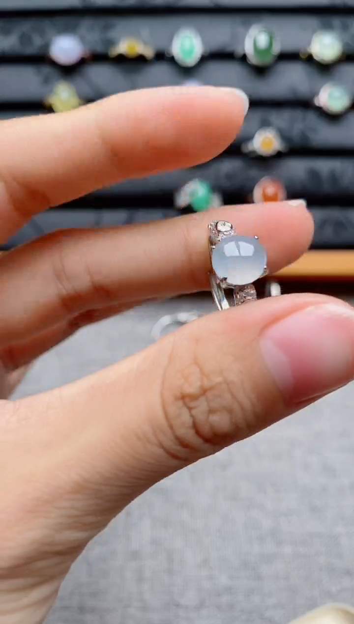 银S925镶嵌戒指翡翠1