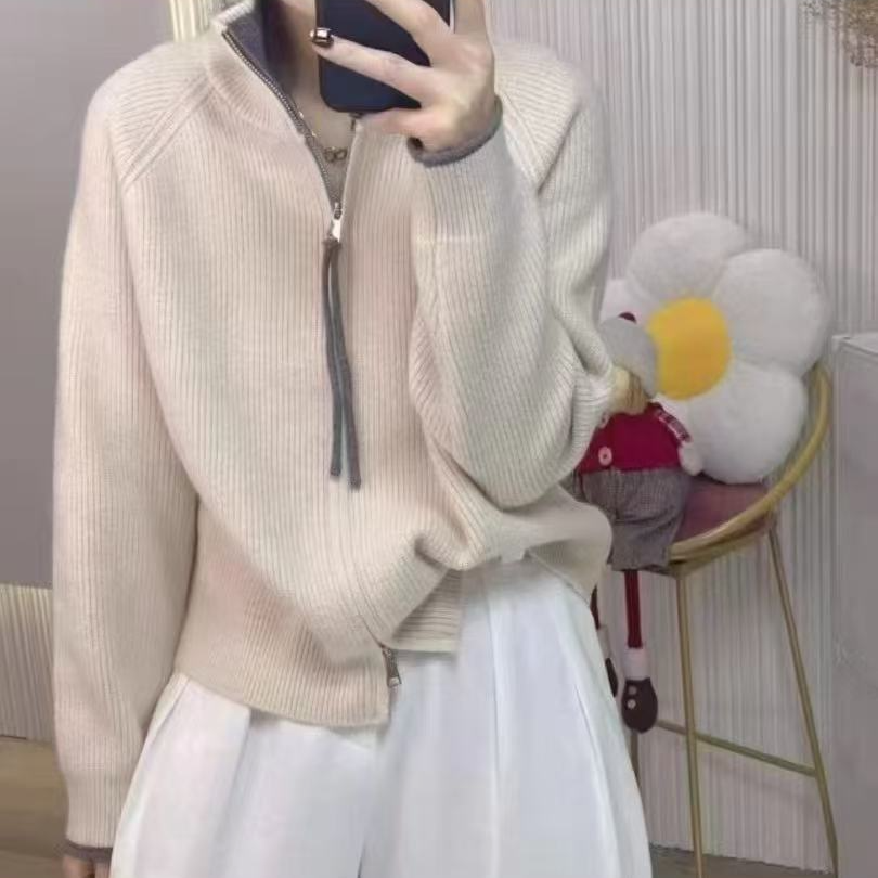2339秋冬新款高领拉链开衫气质时尚毛衣针织