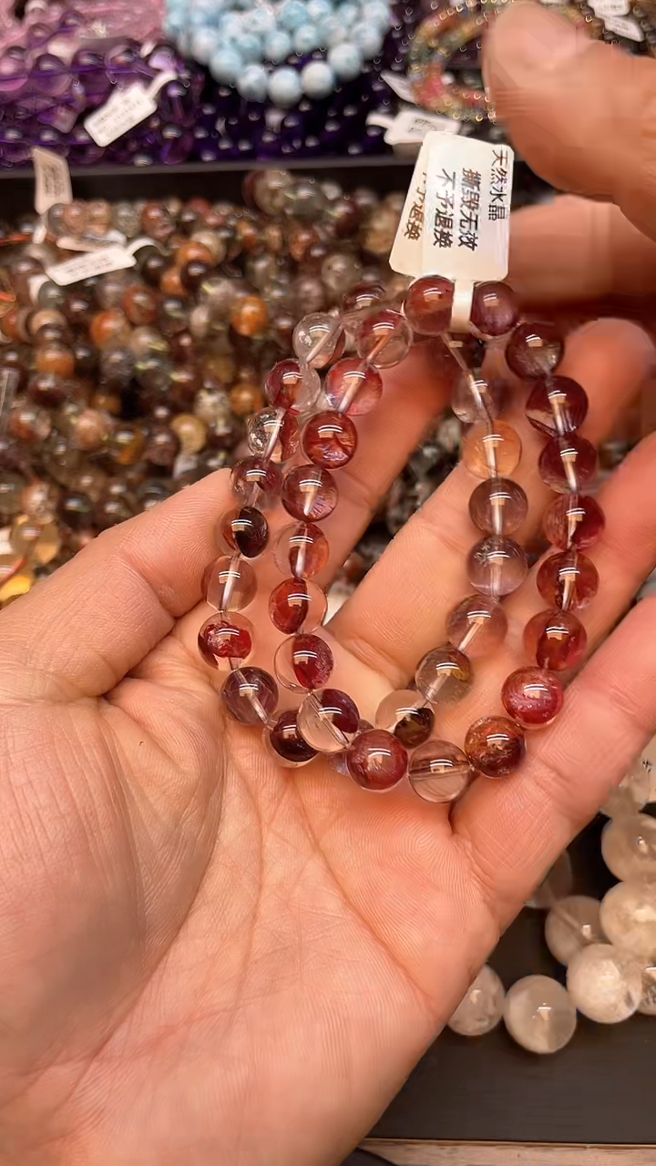 【闪购商品】水晶手链未镶嵌81 红胶花10mm 多样性发其一