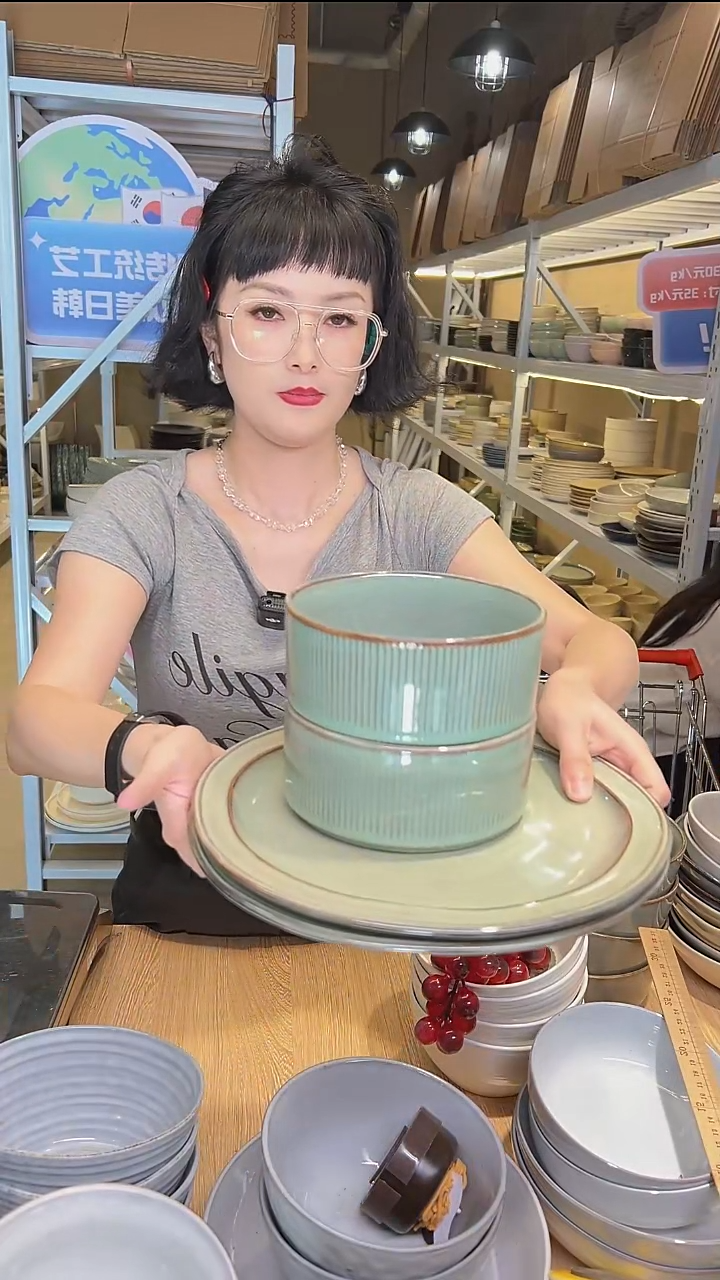 瓷85外贸尾货高温釉下彩陶瓷餐具