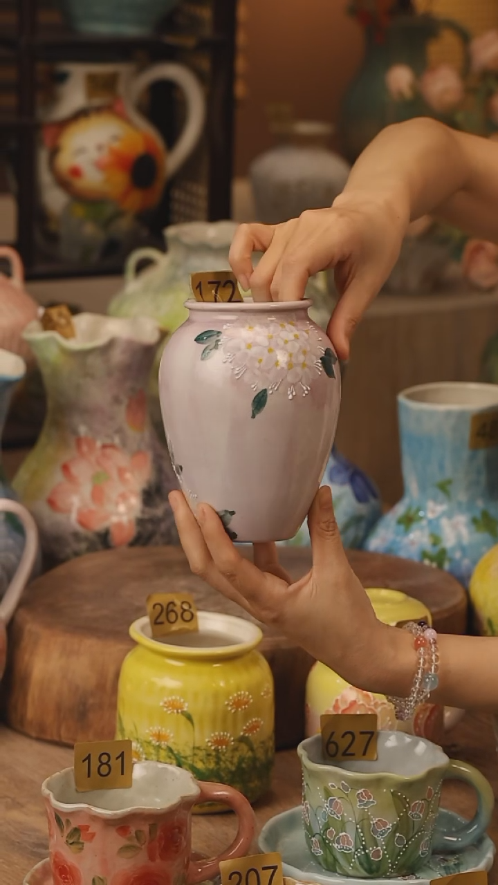 陶瓷172景德镇设计师手作花器摆件侘寂风