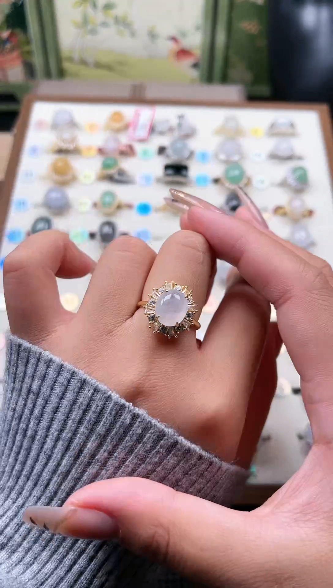 【闪购商品】翡翠戒指银S925镶嵌天然A货翡翠戒指