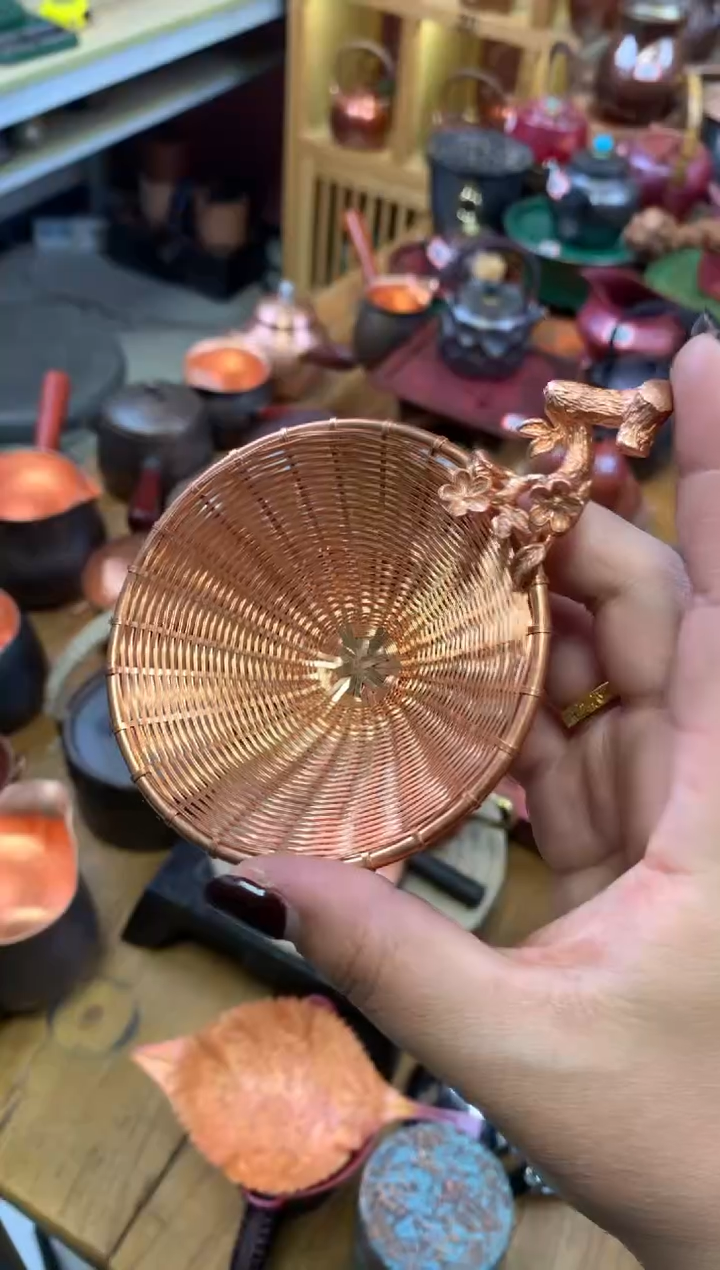 紫铜手工编织梅花茶漏