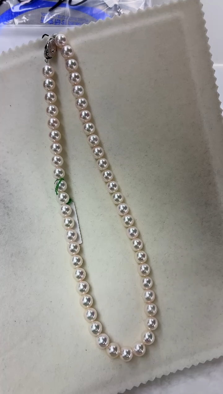 未镶嵌DA海水珍珠akoya串链带真科研大证8-9 ss269