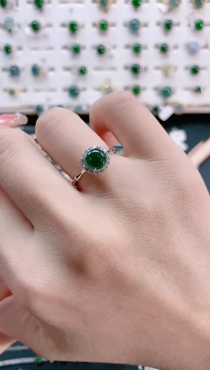 【闪购商品】翡翠戒指银S925镶嵌天然翡翠