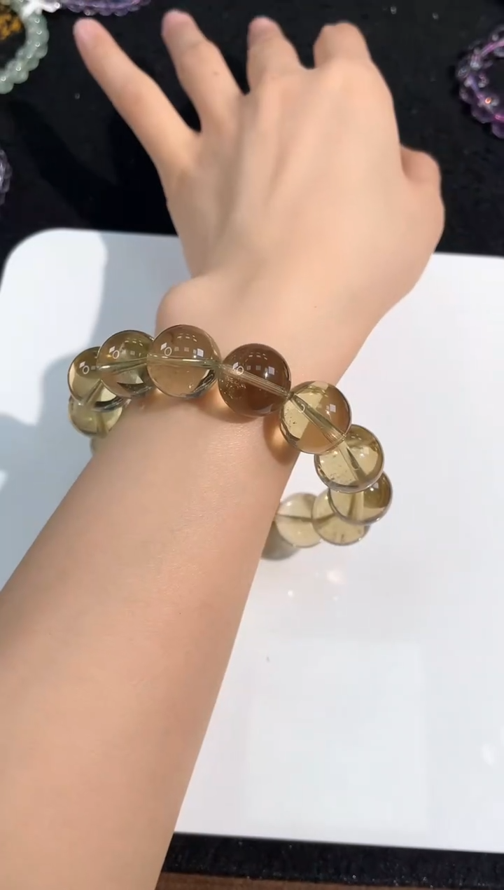 【闪购商品】水晶手链未镶嵌75号茶黄水宙斯单圈16mm