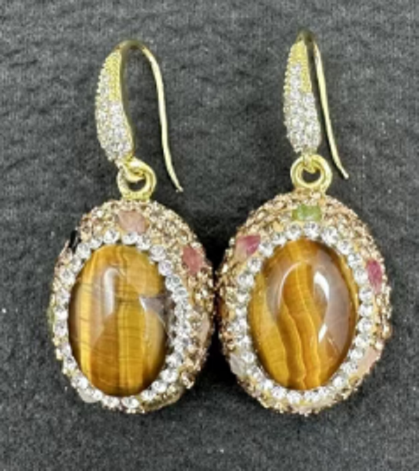 铜合金合成锆石耳饰 精美时尚虎耳环  1227