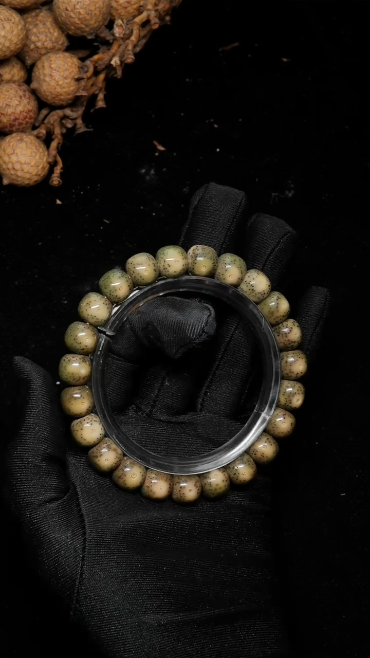 手串星月菩提10*9老前古铜绿-C008-8