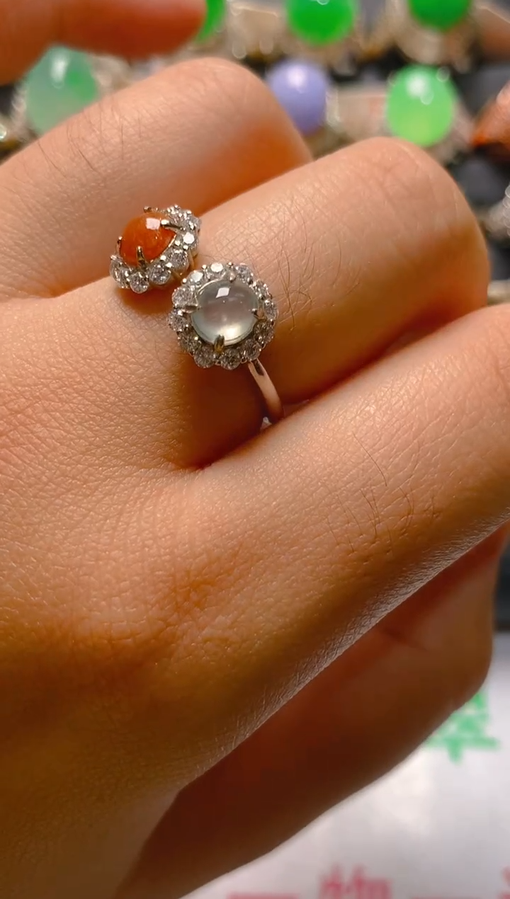 【闪购商品】翡翠耳饰银S925镶嵌天然A货翡翠1