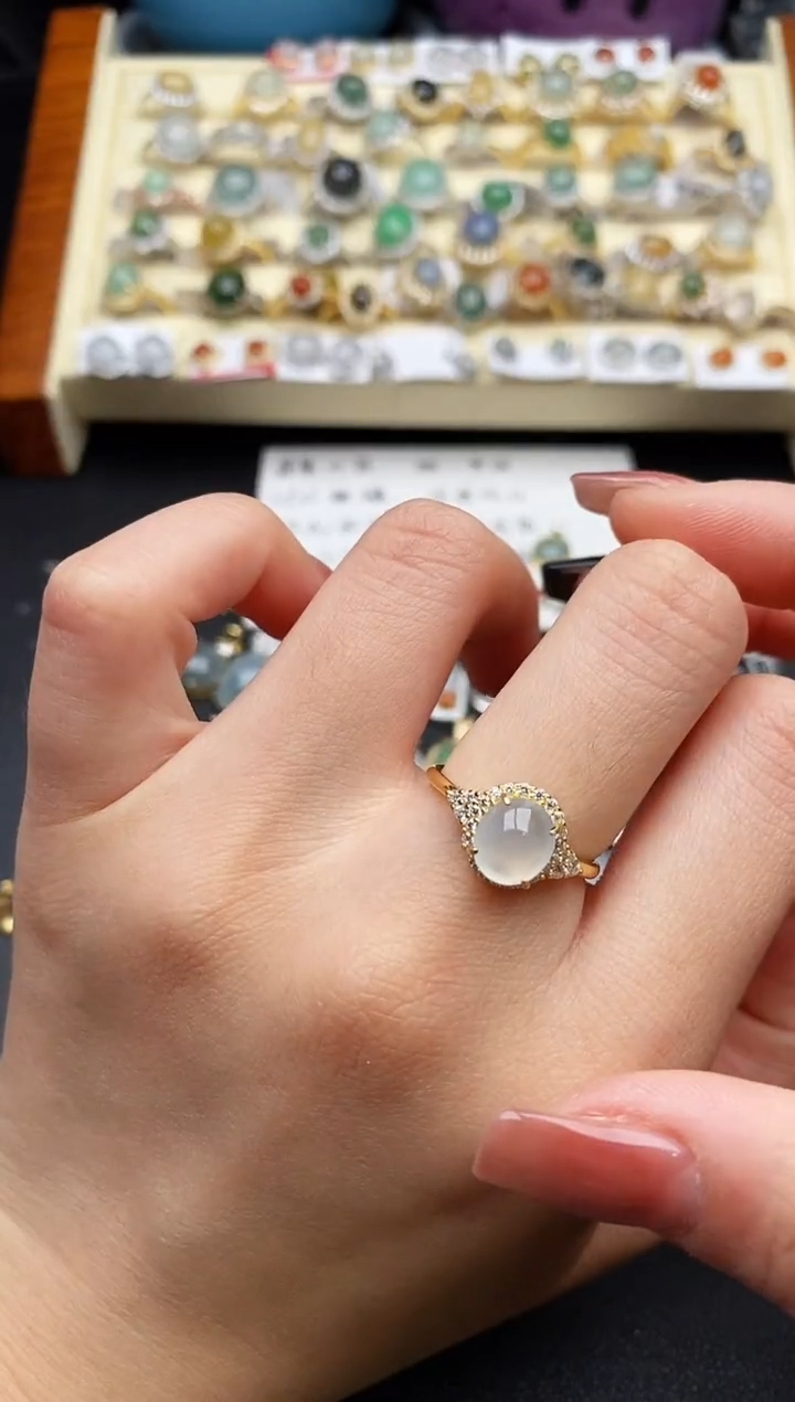 翡翠银S925镶嵌戒指222222222+4