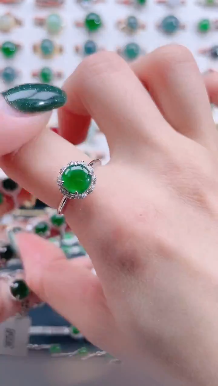 银S925镶嵌戒指翡翠天然翡翠