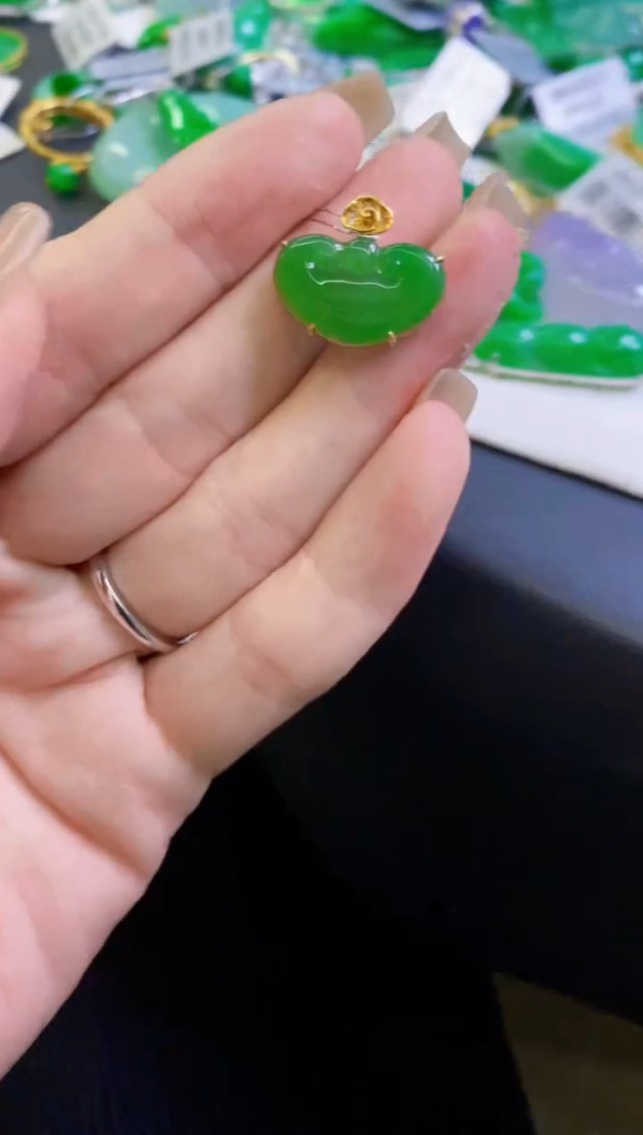 【闪购商品】定制翡翠18K金镶嵌如意