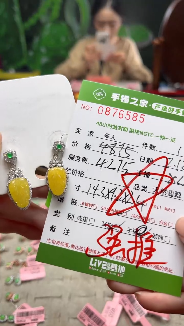 【闪购商品】翡翠耳饰银S925镶嵌多人