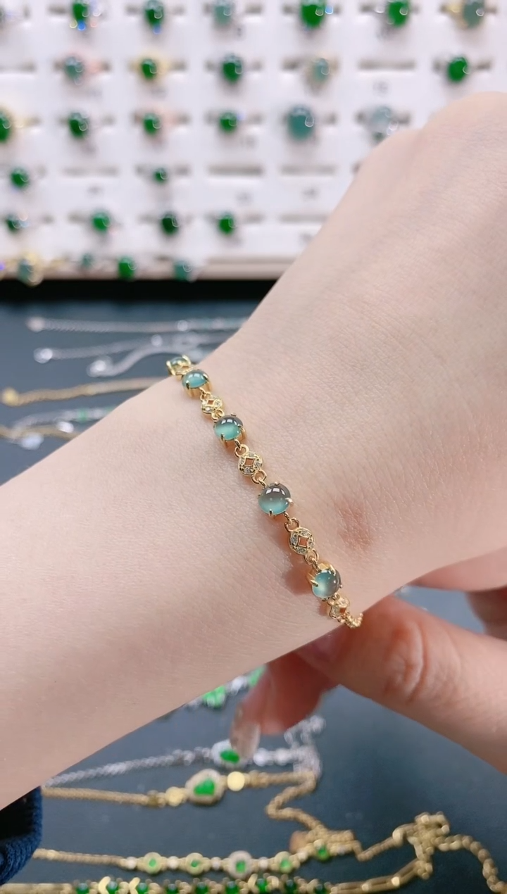 【闪购商品】翡翠手链银S925镶嵌天然翡翠