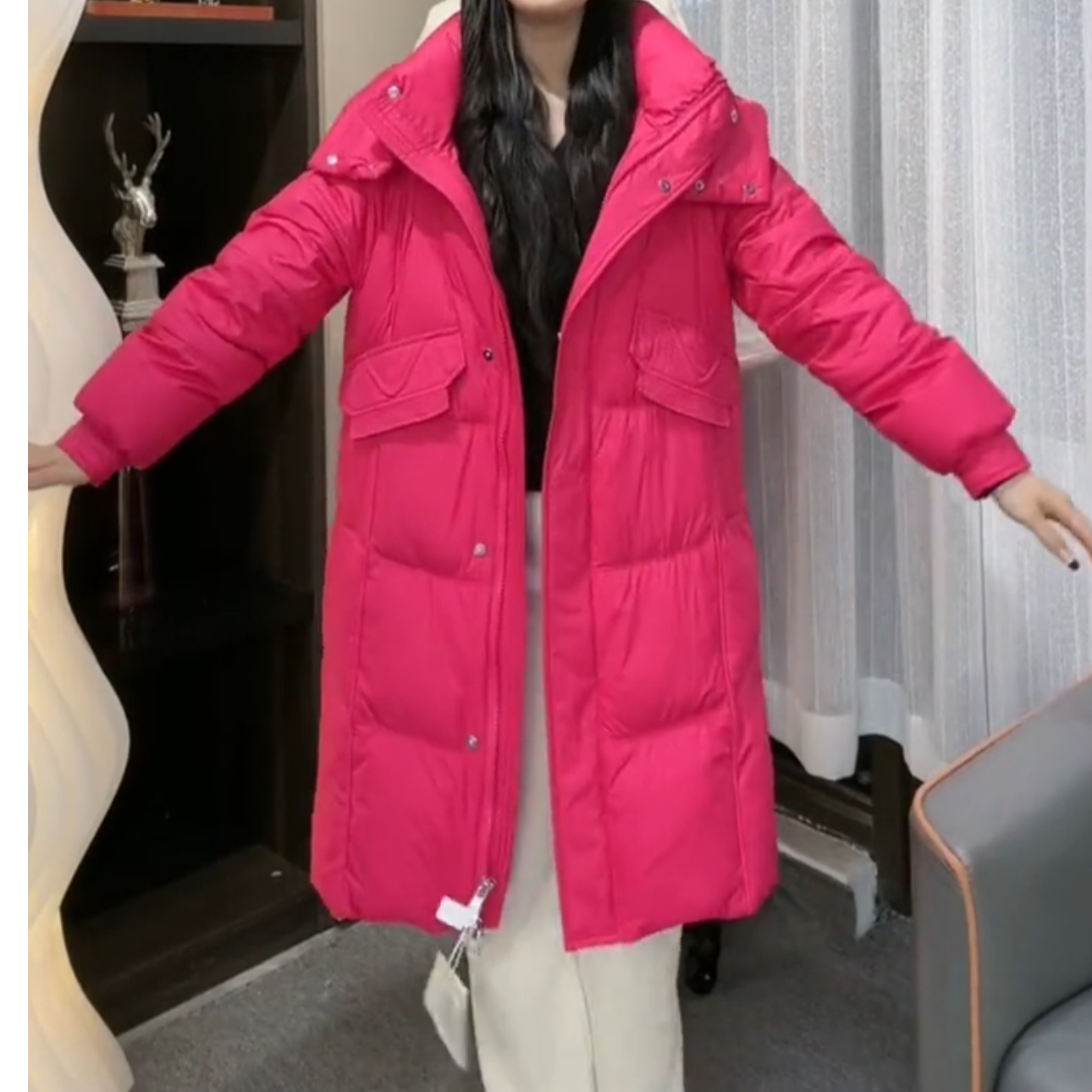 【心心相惜】小个子90白鸭绒云朵泡芙火龙果休闲中长款羽绒服