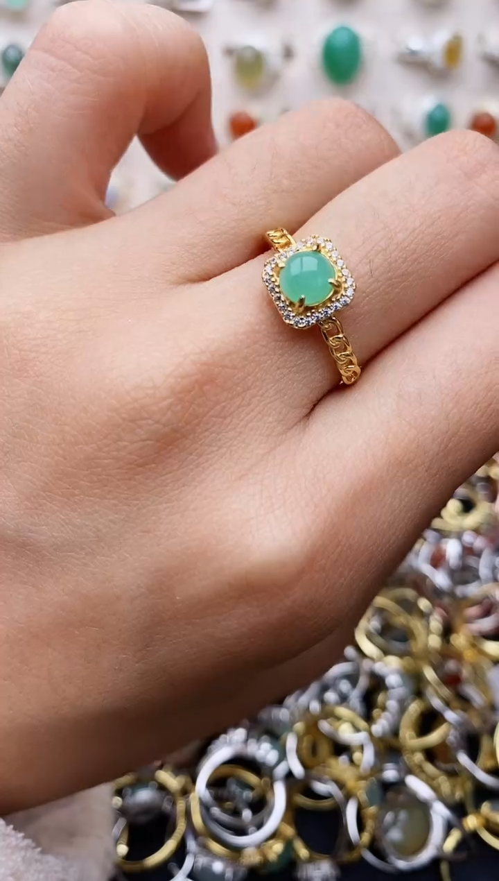 【闪购商品】翡翠戒指银S925镶嵌缅甸翡翠