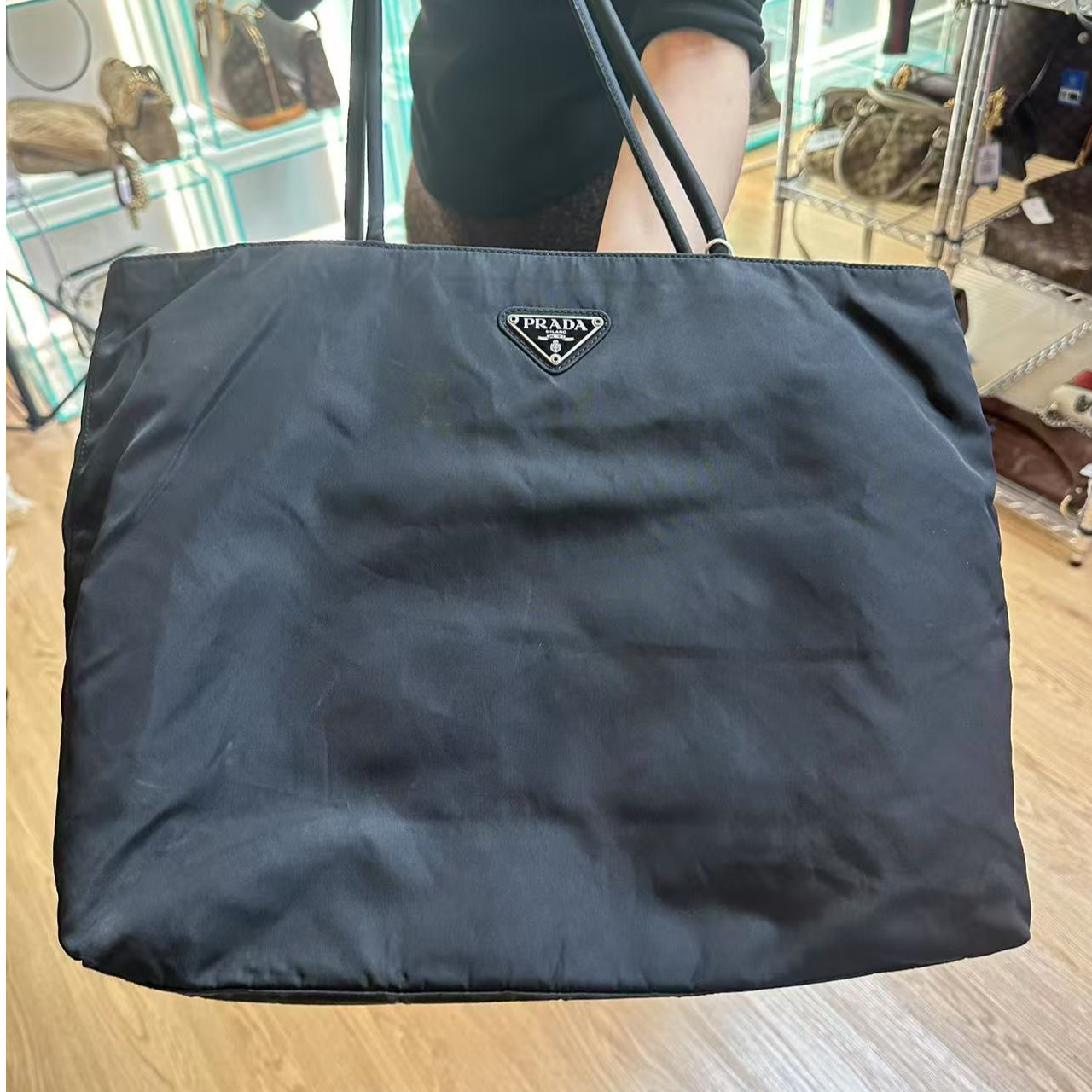 95新 Prada/普拉达 黑色单肩托特包/云海优选/H17703