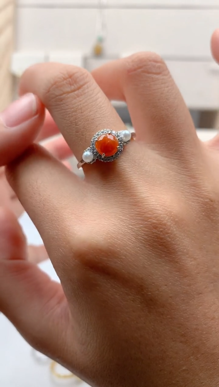 翡翠戒指银S925镶嵌3号