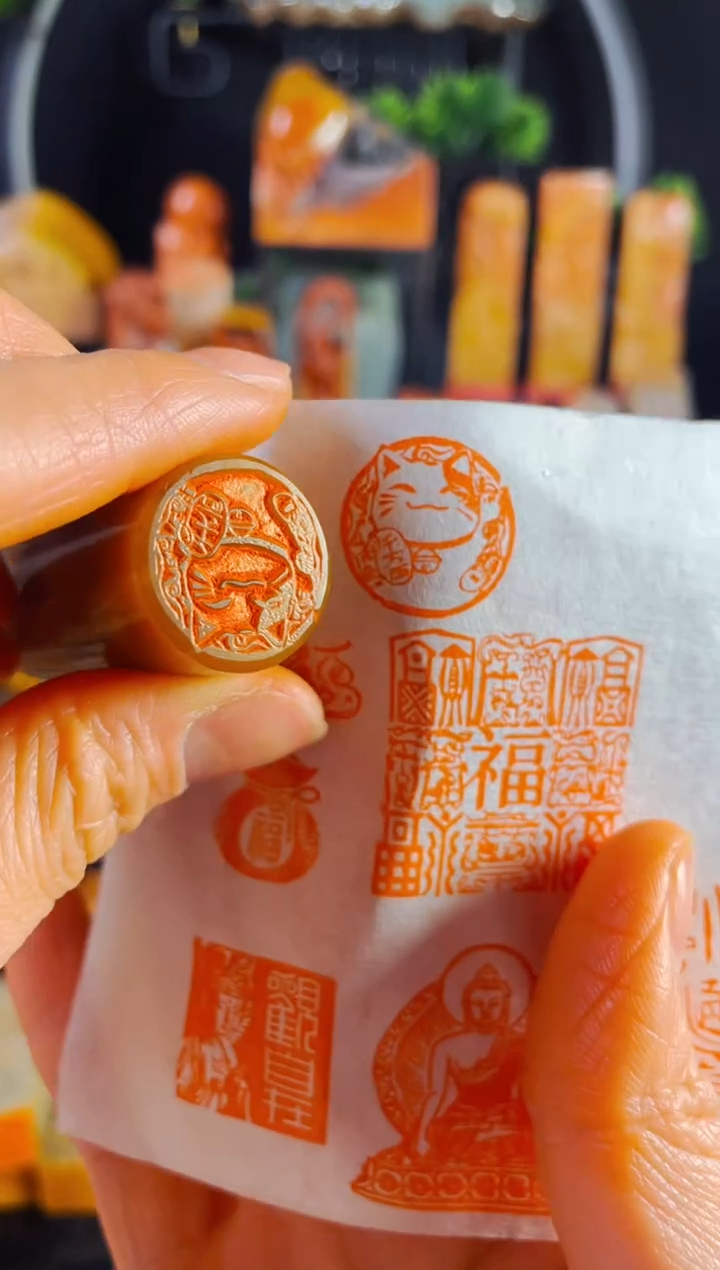 【闪购商品】巴林石印石手工篆刻《招财猫》2.0