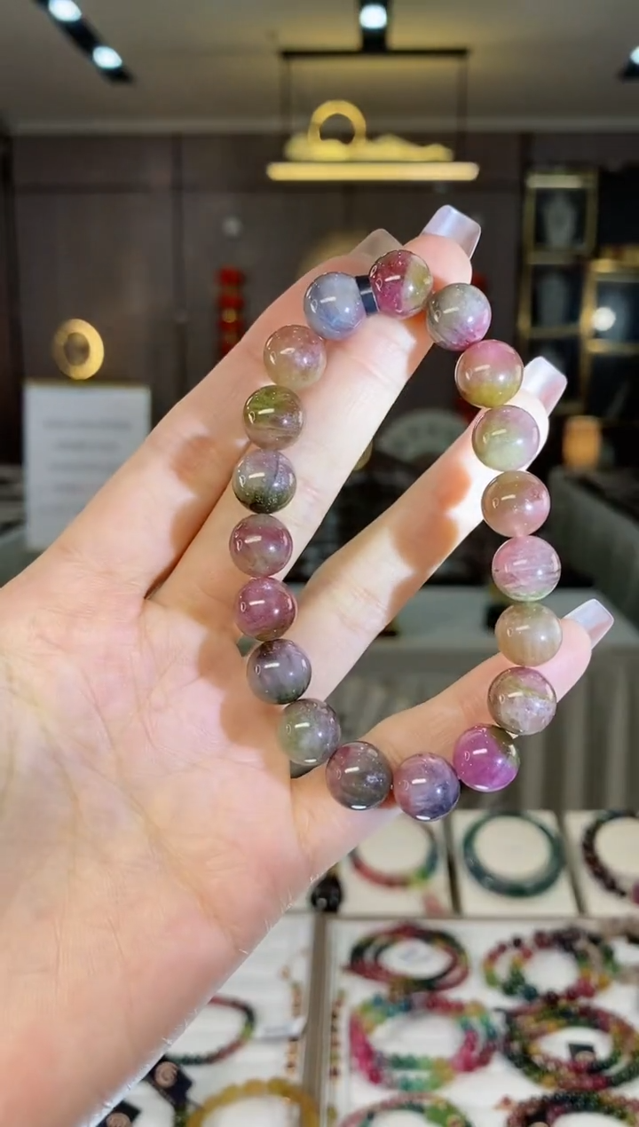 【闪购商品】碧玺西瓜单圈手串10mm+未镶嵌一物一证dan