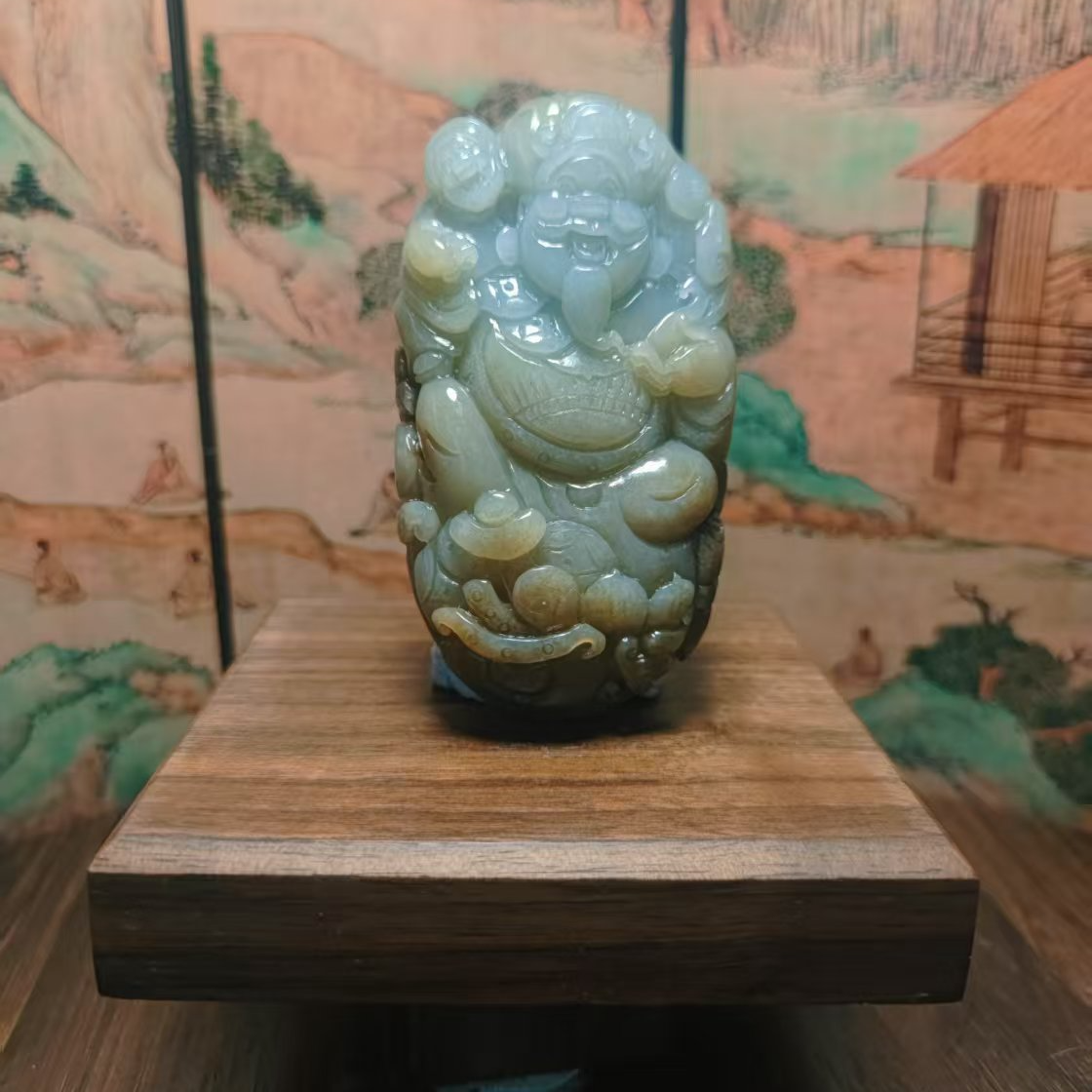 W和田玉财神手把1348