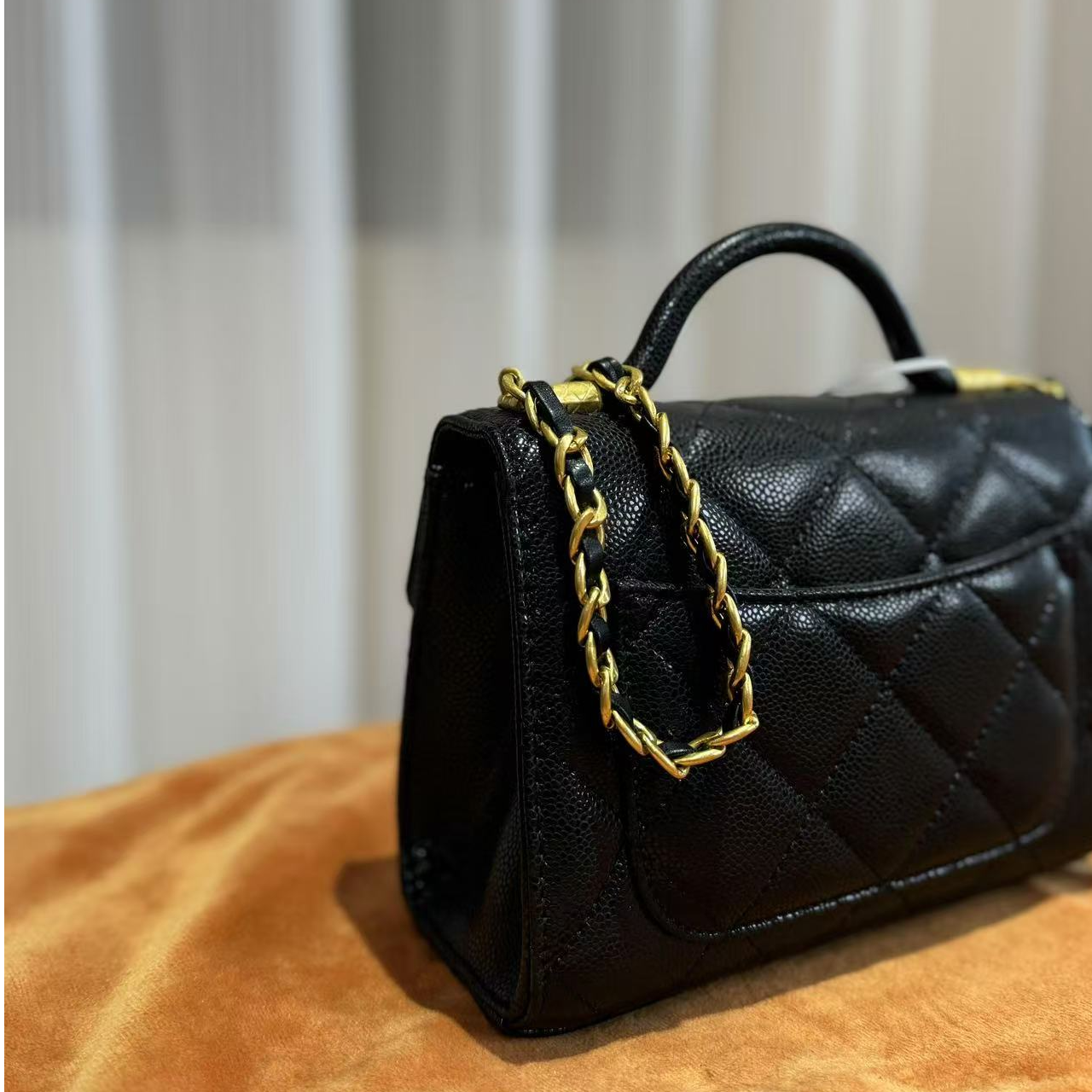 HIRMRIS手工真皮包550637-黑 如意菱格香黑