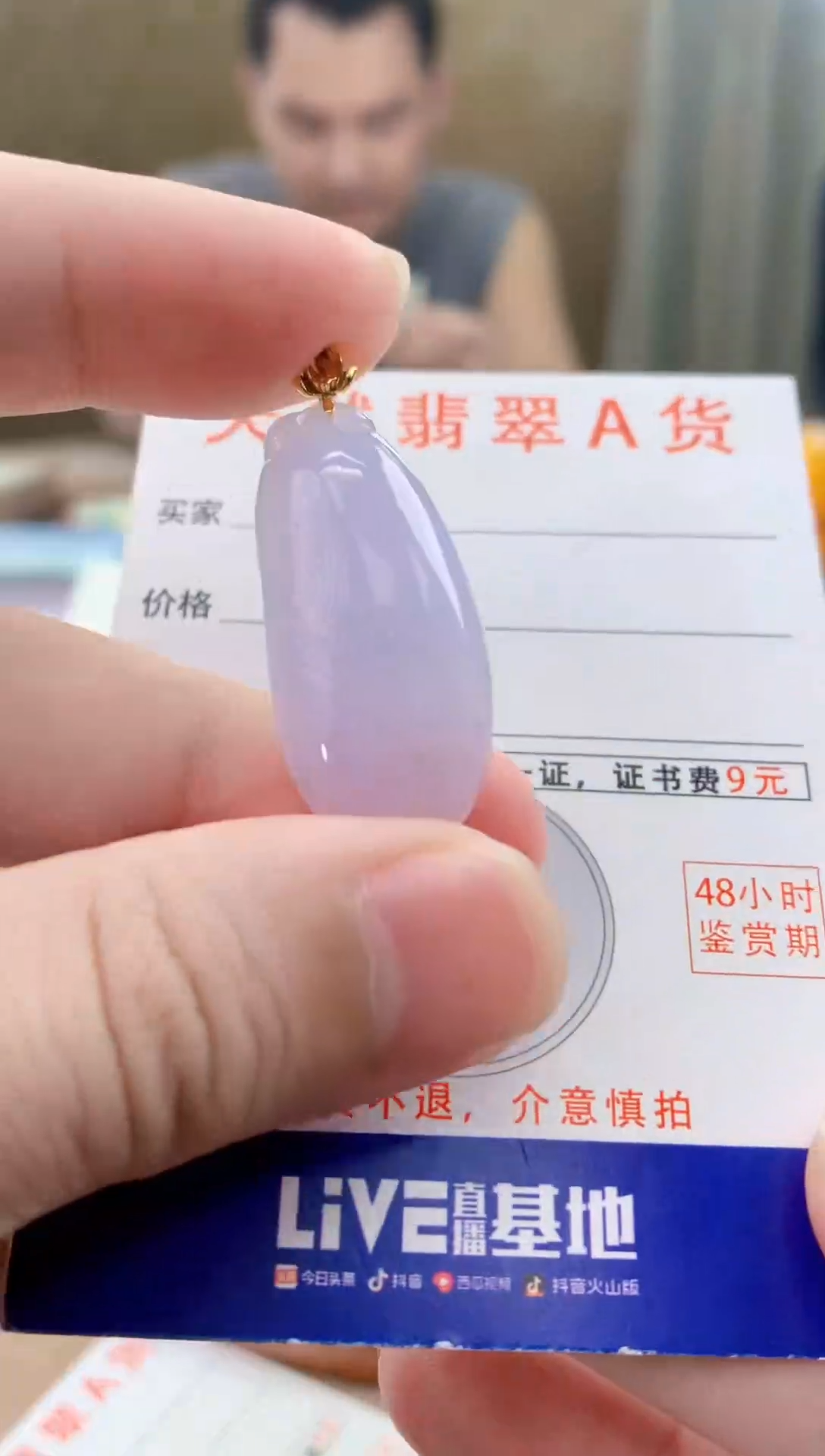 颈饰18K金镶嵌翡翠天然A货翡翠挂件