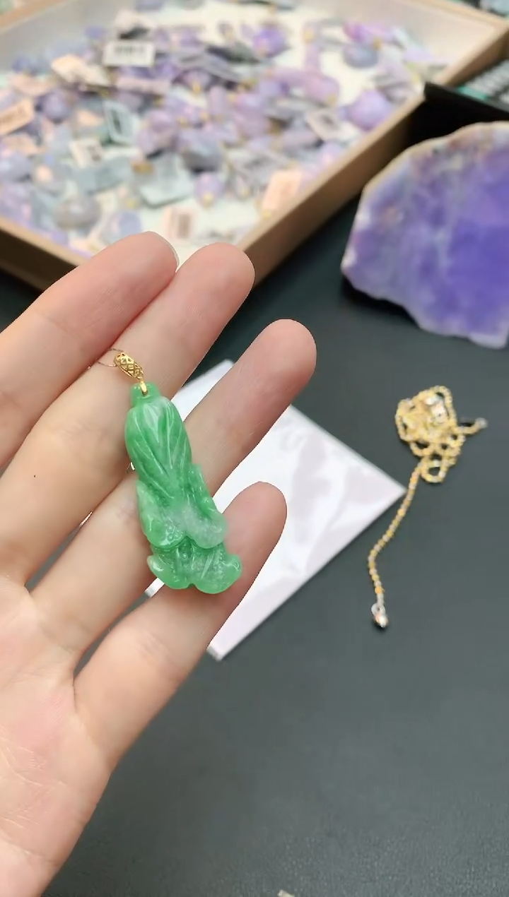 【闪购商品】翡翠颈饰18K金镶嵌赠礼盒证书 小君