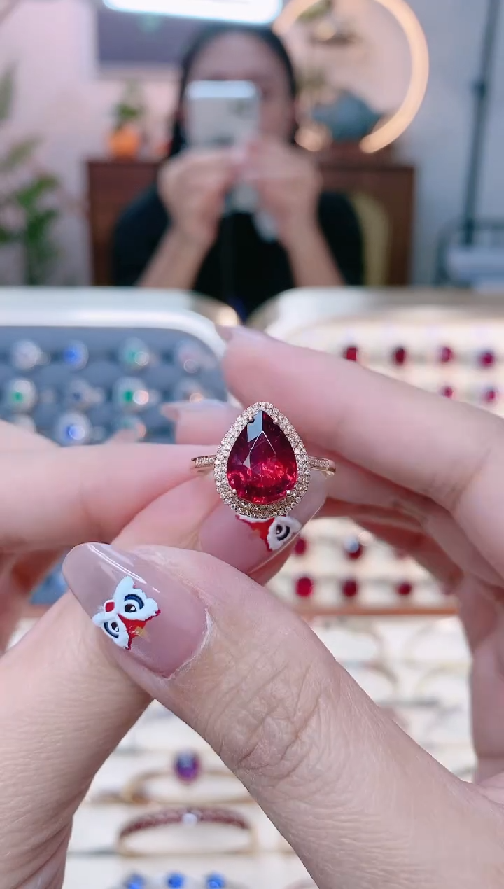 【闪购商品】碧玺18K金戒指18K金镶嵌1