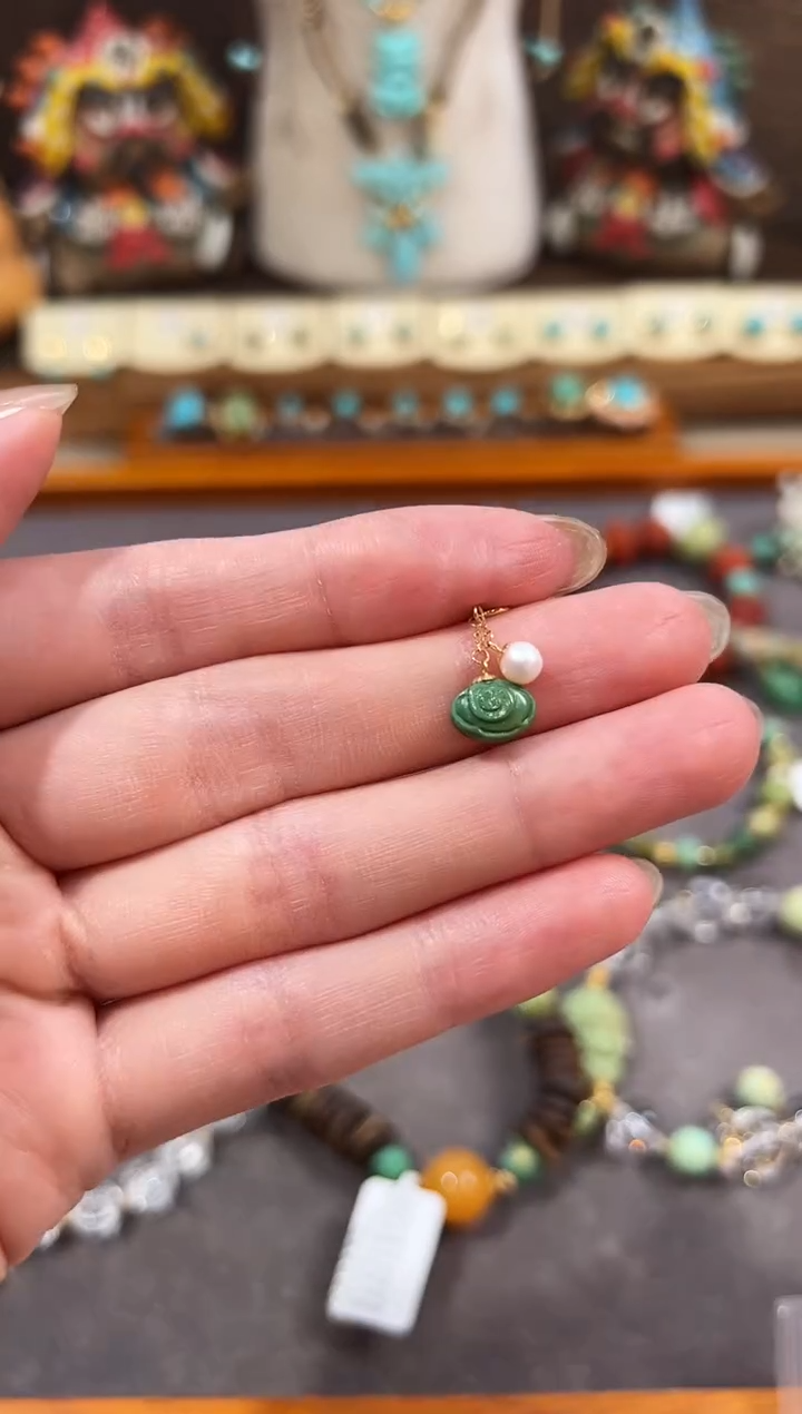 绿松石18K金镶嵌提溜绿松石提溜