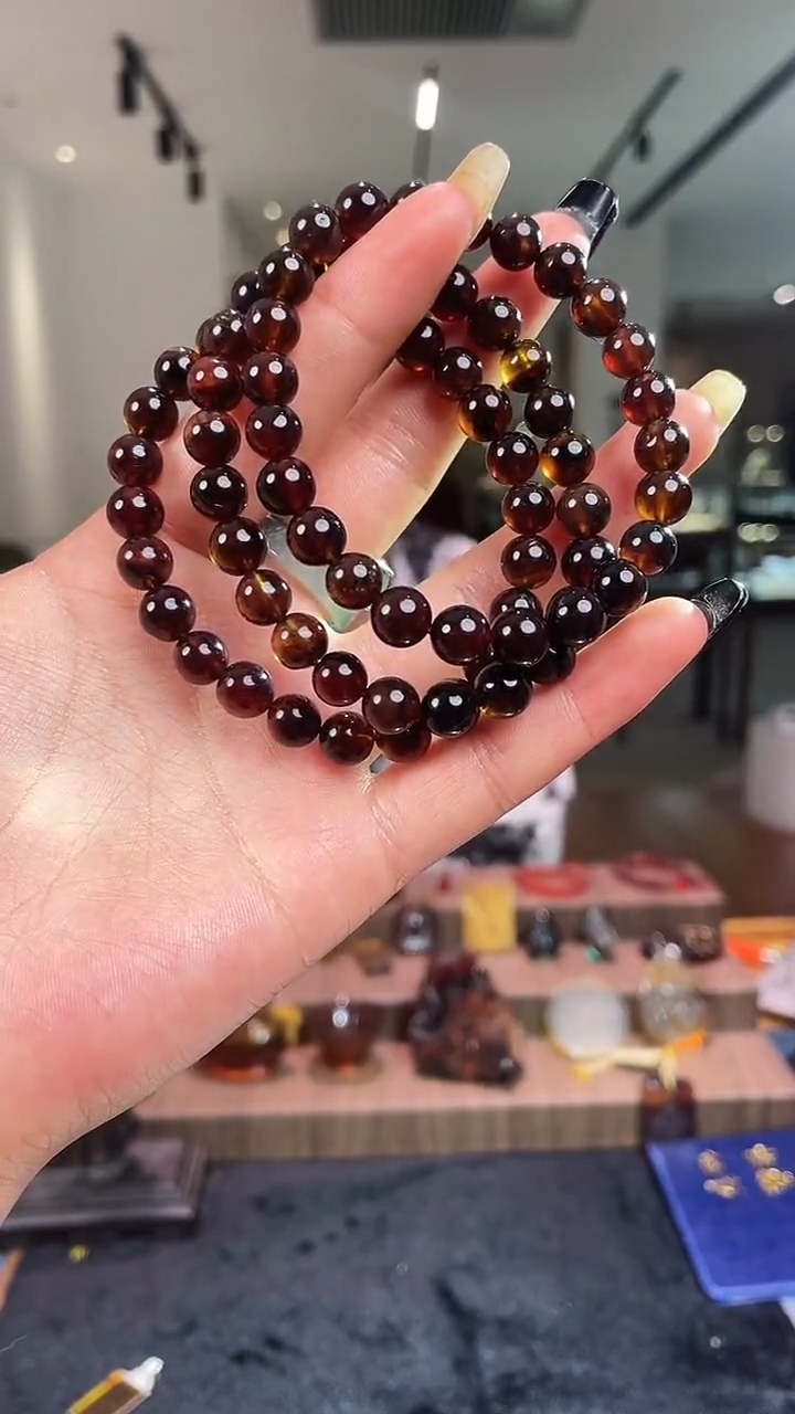 琥珀颈饰未镶嵌缅甸琥珀紫罗兰手串多样性发其一