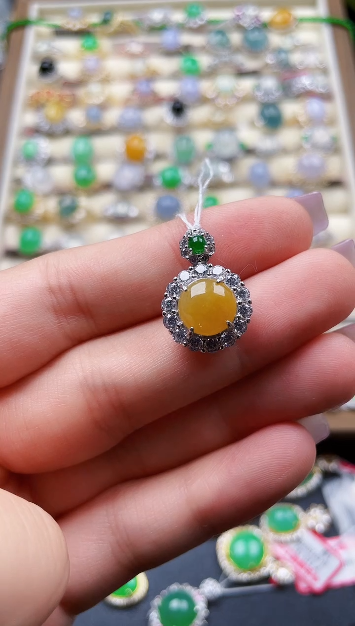 颈饰银S925镶嵌翡翠238