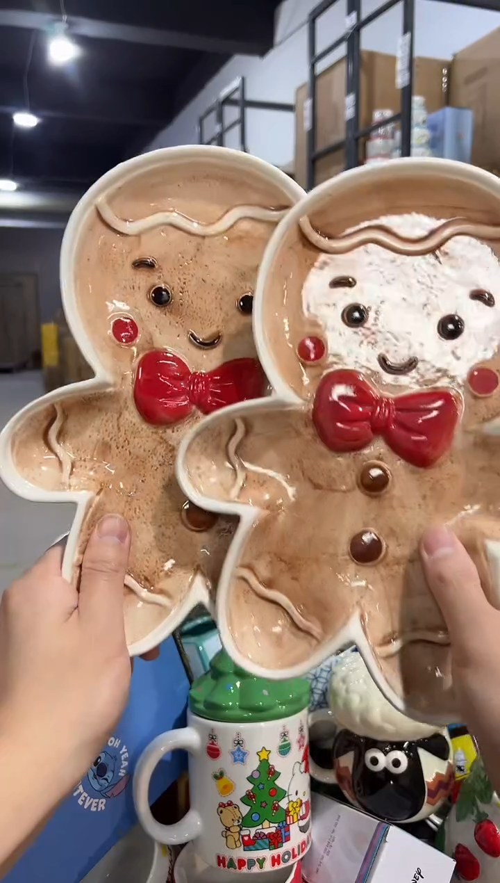 【闪购商品】杯陶瓷姜饼人全身盘2件套