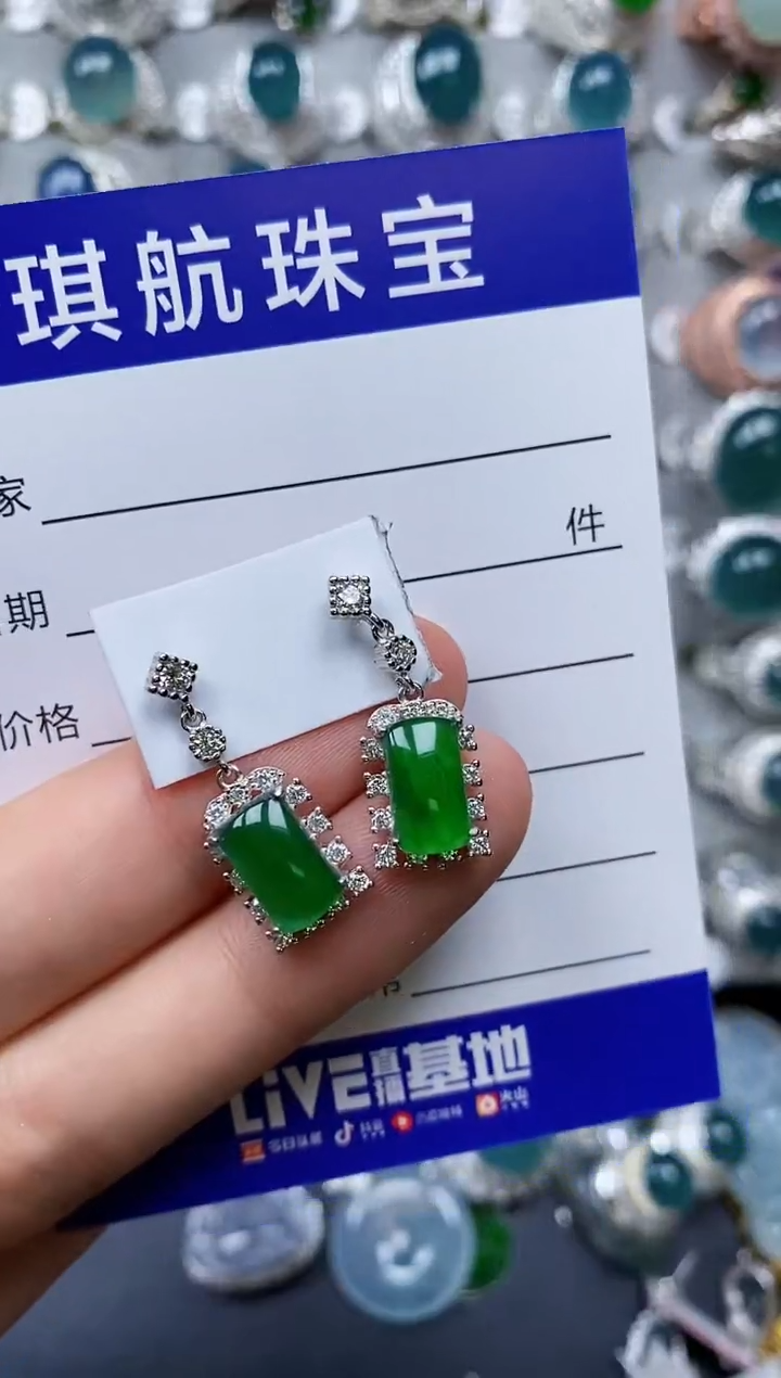 【闪购商品】翡翠耳饰银S925镶嵌0255