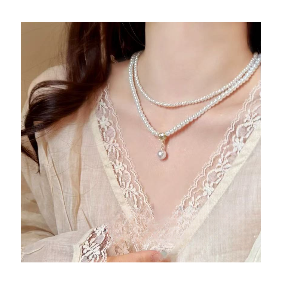 合金仿珍珠项链 5680号2115073K#012#法式双层质感珠珠项链SP3-2