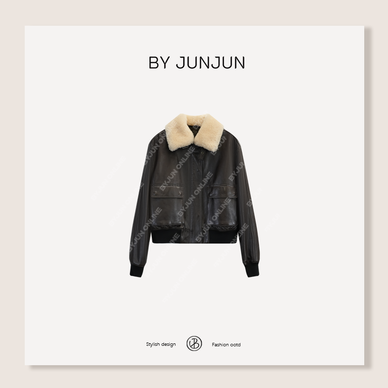 【半糖主义】BYJUN冬季羊毛领填充骆驼绒骆驼毛羊皮皮衣
