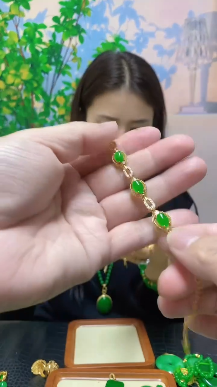 【闪购商品】翡翠项链14K金镶嵌翡翠项链